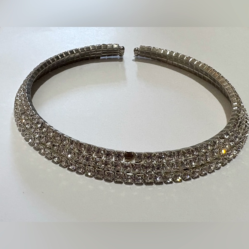 Silver Choker Statement Necklace Missing Gem - image 1